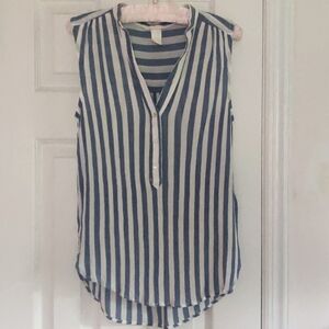 H&M Sleeveless Blue Stripe Shirt